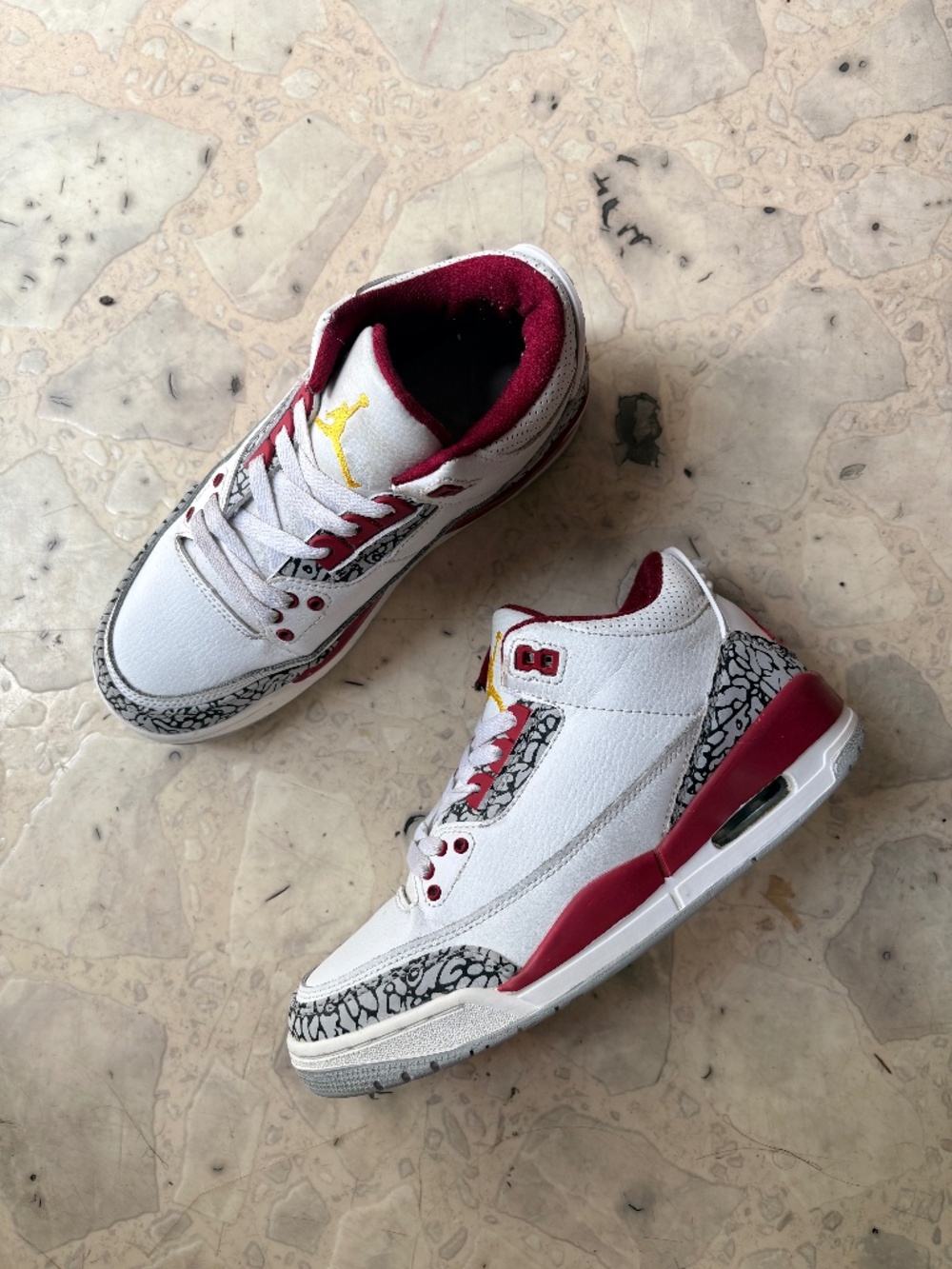 Jordan Women’s Sneakers White Red with Black Elephant Print